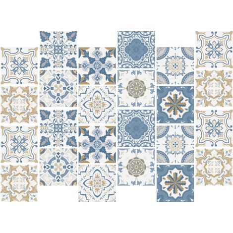 Lot de 24 Autocollants Décoratifs pour Carrelage Vintage en Pvc, Étanches et Anti-huile, Faciles à Coller Nettoyer Cuisine et Salle de Bain (1/5)