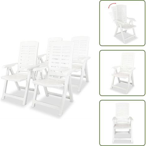 Sedie in plastica - vidaXL Sedie Reclinabili da Giardino 4 pz in Plastica Bianche - Sedie da patio