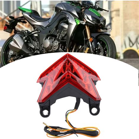 LED-Motorradrücklicht mit Blinker/Bremslicht für Kawasaki Z800 (2013–2014), rote Optik, starke Ausleuchtung (1/5)