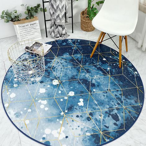 Grand Tapis Rond Galaxie, Espace Nébuleuse Étoilé Lune pour Salon, Chambre d'enfant, Galaxy, 80 cm Rond (1/5)
