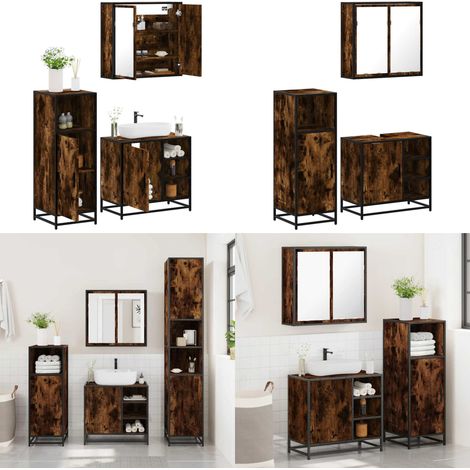 vidaXL Ensemble de meubles de salle de bain 3 pcs Chêne fumé (1/5)