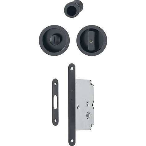HOPPE Schiebetürmuschel Set 4920 - WC mit Schloss, rund, schwarz matt (1/3)
