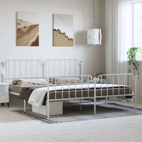 Estructura cama sin colchón con estribo metal blanco 183x213 cm (1/5)