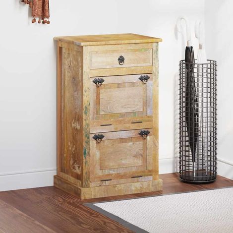 vidaXL Zapatero de 4 niveles con cajón madera maciza reciclada (1/5)