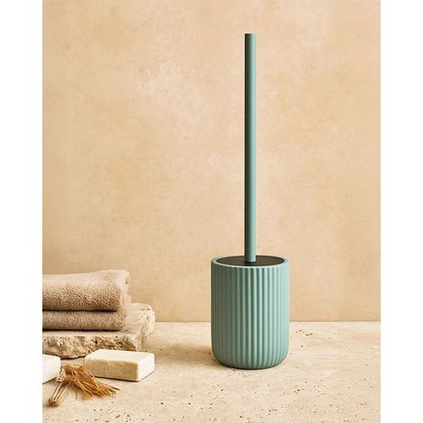 Exagonshop Portascopino wc a pavimento in ceramica verde color