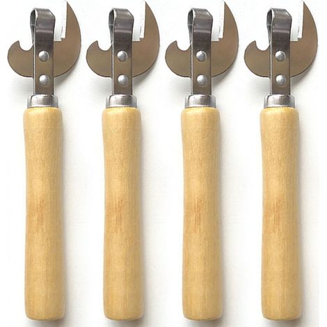 4 Pièces Ouvre-boîte Vintage Manuelle manche en Bois Décapsuleur Seitenschliff acier Inoxydable Traditionnelle Stichdosen et tire-Bouchon (1/5)
