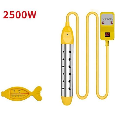 Bouilloire électrique 2500 W (3,7 x 25 cm), mini-bouilloire de voyage portable, élément chauffant multifonctionnel idéal pour chauffer l'eau potable et l'eau du bain, 220 V, affichage numérique de la