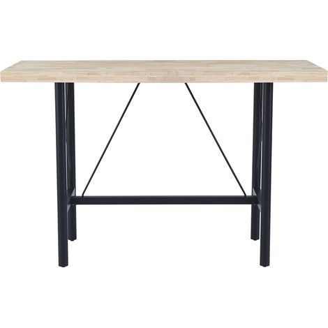 Table haute en bois coloris chêne nordique et pieds en métal coloris noir - Longueur 160  x profondeur 70 x hauteur 100 cm (1/4)