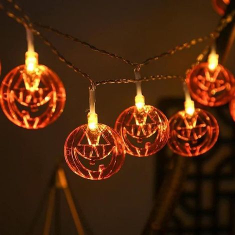 Guirlande de citrouille Halloween - MARSEE - Solaire LED - Étanche - 8 modes d'éclairage - Orange (1/5)