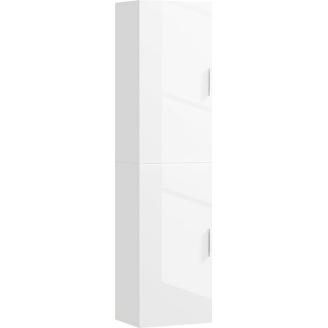 Colonne murale salle bain, étagères réglables, 2 portes, meuble moderne 40x30x160 cm, blanc
