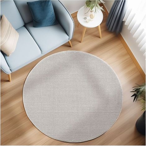 Tapis rond uni courtes mèches contemporain Breze Crème Ø120 (1/5)