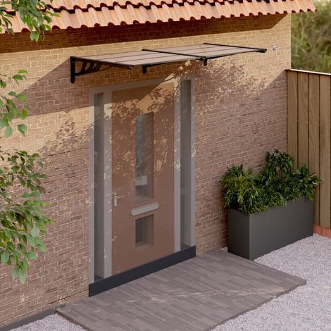 Auvent de porte Store extérieur Marquise Brise-soleil Noir 199x90 cm Polycarbonate XRYJX437354 (1/5)
