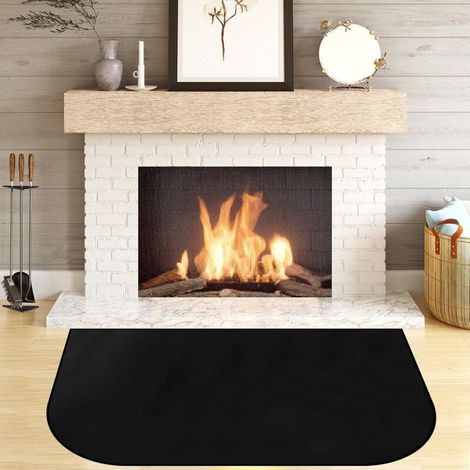 Tapis de cheminée ignifuge en forme de D, 102 cm x 50 cm, adapté aux cheminées et poêles à bois (1/5)