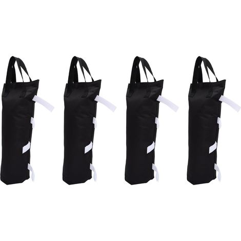 Lot de 4 Paquet de Lestage pour Tente et Parasol, Paquet de Sable Noirs en Tissu Oxford Résistant, Poids de Fixation Coupe-Vent pour Gazebo et Auvent, Accessoires Camping (1/5)