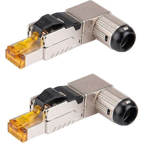 Connecteur de terrain RJ45 blindé en alliage de zinc coudé à 90° pour CAT8 STP (1/5)