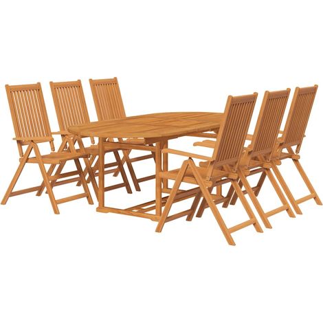 Set da Pranzo da Giardino 7 pz in Legno Massello di Acacia 150-200 cm vidaXL
