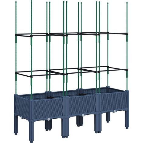 Maison Exclusive - Pflanzkübel mit Rankgitter Blaugrau 120x40x142