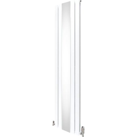 Paneelheizkörper + Spiegel & Chrom Thermostatventile Weiß 1800 x 425mm