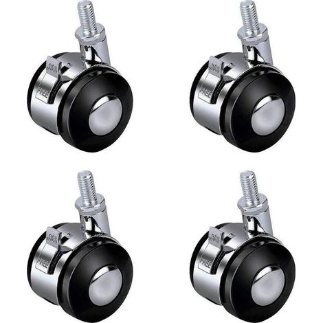 Roues pivotantes universelles 2 pouces, 4 pièces de remplacement pour roulettes de meubles, chariots et chaises de bureau/école, en alliage avec fonction de freinage (1/5)