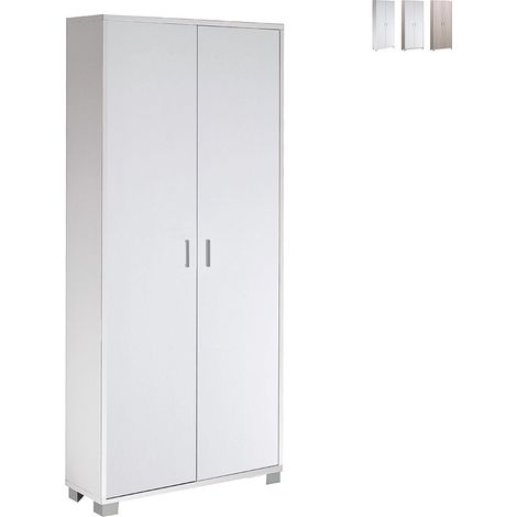 Armoire polyvalente mince avec deux portes et huit étagères Ash White 83x29x h190 cm (1/4)