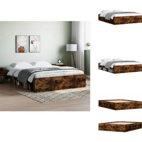 The Living Store Cadre de lit sans matelas chêne fumé 140x200 cm - Bois d'ingénierie (1/5)