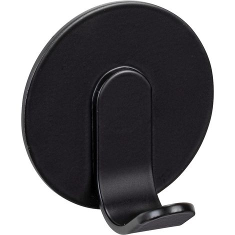 Crochet salle de bain WENKO Bivio Noir Mat 3 pièces sans perçage patère murale design en aluminium 100 % rostfrei avec Turbo-Loc pour un rangement élégant des serviettes 6,5 x 6,5 x 4,5 cm