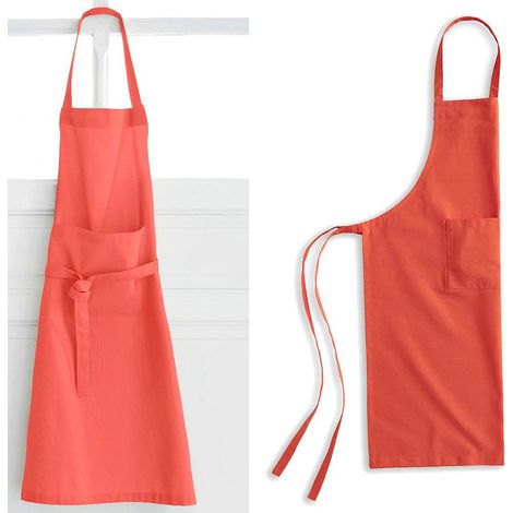 Tablier en coton pour adulte 79x104 cm - Corail