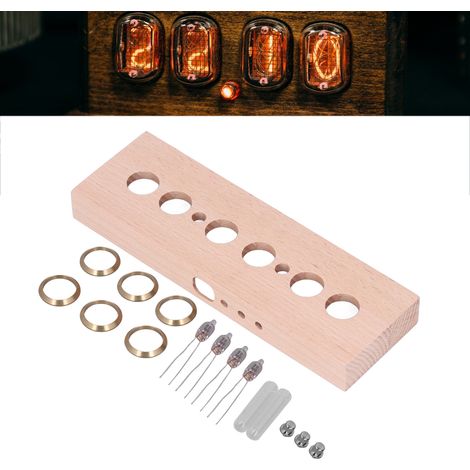 Boîtier en bois haut de gamme IN14 avec boutons, petites lumières et anneau en cuivre : Horloge à tube lumineux IN14 à monter soi-même - Pièces de rechange (1/5)