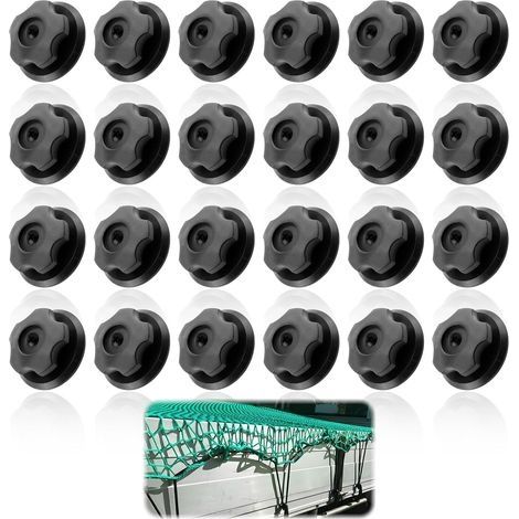 24 PCS Goujons Ronds avec Vis et Boutons de Bâche, Idéal pour Fixer Filets de Remorque, Bâches et Charges Légères, Accessoires Universels pour Remorques et Véhicules (1/5)