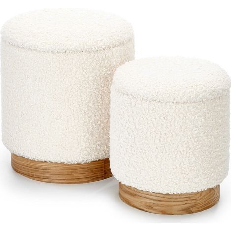 Conjunto de pufs Houston 1339 , 43x0x0cm, Diámetro: 38, Tapiz, 0, Caja de almacenamiento
