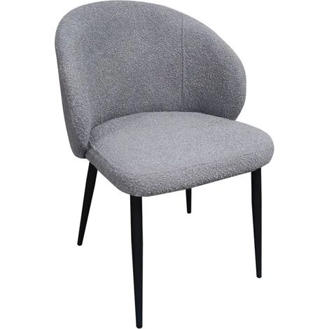 Chaise de repas en tissu bouclette gris et pieds métal noir – SYRACUSE (1/5)
