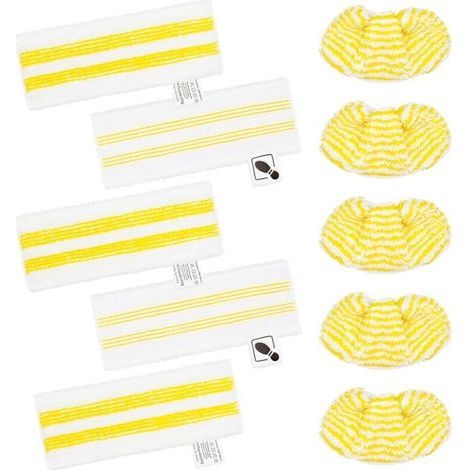 Lot de 10 Chiffons Microfibre pour Nettoyeurs Vapeur Karcher Easyfix SC1 à SC5 – 5 Buses Sol + 5 Buses Manuelles (1/4)