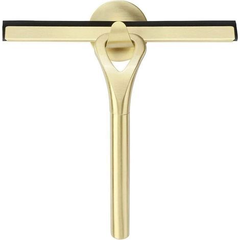 22cm Gold Shower Squeegee No Marks & Scratches, Glass Wiper with Suction Cup Hook for Cleaning Bathroom Mirror, Floors, Desks, Windows, Glass (1/5)