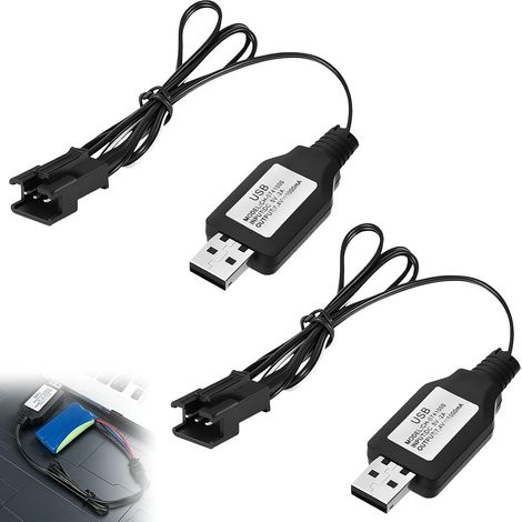 2 Pièces Câble Universel Connecteur Sm-3p, Chargeur USB pour Batterie Lipo 7.4v, Charge Lipo 2s USB, Compatible avec Voiture, Bateau, Drone, Avions Rc Et Autres Jouets Télécommandés (1/5)