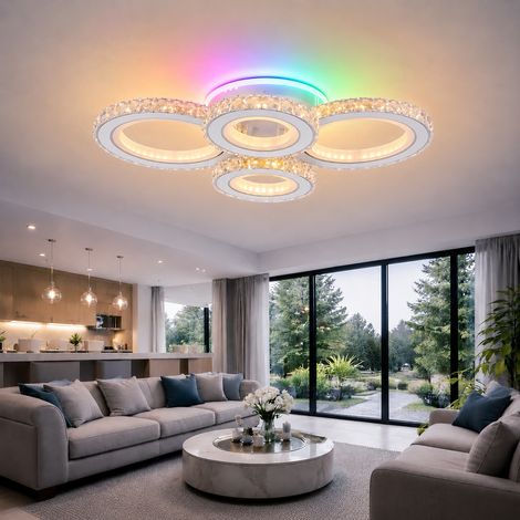 Lustre LED avec Telecommande et Cristal Rotonda Multicolore 82W (1/5)