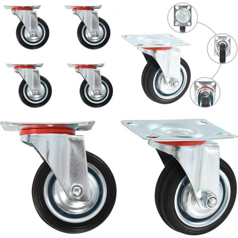 Roulettes pivotantes 4 pcs 75 mm - Roulettes Pivotantes - Roulettes De Chariot - Roues Mobiles - Accessoires Meuble - Manutention - Home & Living (1/5)