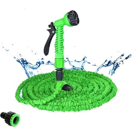 Tuyau flexible magique extensible magique de jardin de 200FT pour des tuyaux en plastique de tuyau de tuyau de voiture à arroser avec le pistolet d'eau télescopique de jet, vert clair, 200ft (1/5)