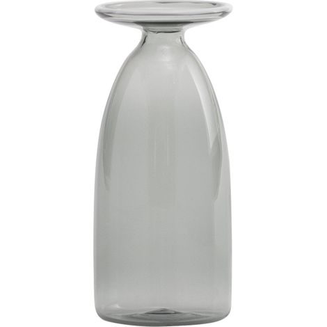 Vaso Un Fiore 22 cl in vetro borosilicato soffiato a mano, design elegante con imboccatura svasata e decoro in pasta vitrea, colorazione Grigio