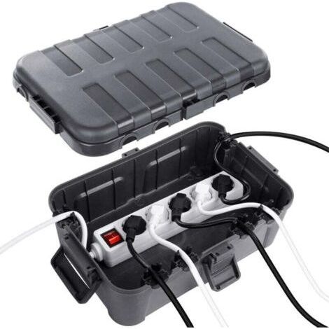 IP54 Waterproof Cable Box Extra Large 32 x 22 x 13 cm Protection Outdoor Power Strip Timer Socket Gray (1/4)