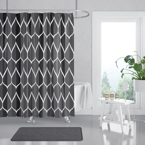 SHINING HOUSE Rideau de douche 180x200CM, tissu polyester imperméable, lavable en machine, rideau de salle de bain (1/5)