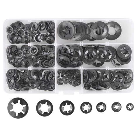 280 locking washers, quick-release steel washers M3, M4, M5, M6, M8, M10, M12, 7 sizes, black--DTEKGAZ