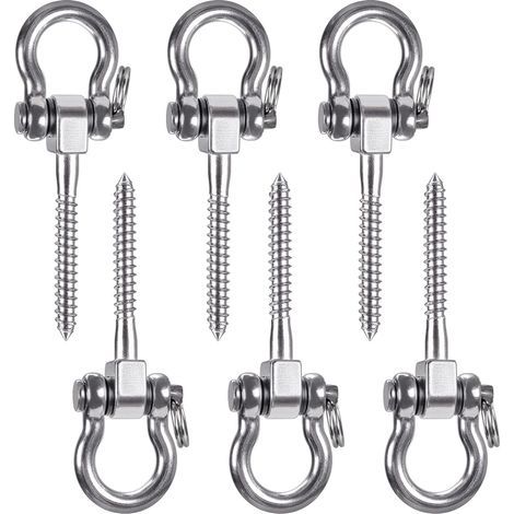 Lot de 6 Crochets Robustes pour balançoire à 180°, Support à vis en Acier Inoxydable, capacité de 816,5 kg, pour Aire de Jeux, Yoga, hamac, Corde, Sac de Sable, Sac de Frappe, Porche (1/5)