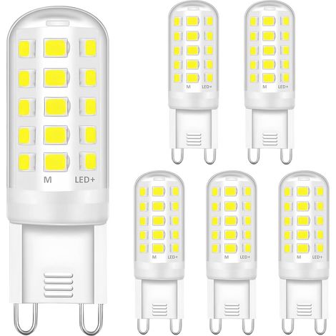 Ampoule LED G9, 4W Ampoules Led Blanc Froid 6000K Équivalent 40W Ampoule Halogène, 400LM Ampoule G9 Led, Sans Scintillement, Non-dimmable, Lampe Led pour le Salon, Chambre, Cuisine, Lot de 6 (1/5)