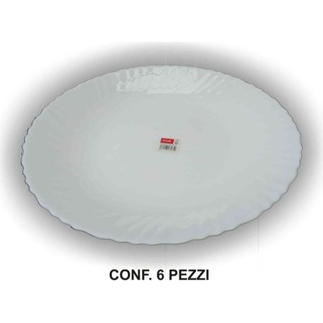 Titan set 6 piatto fondo vetro opale bianco 23 cm