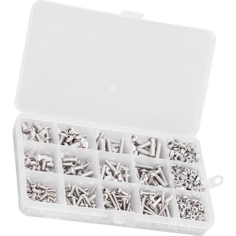 500-teiliges Set aus runden Sechskantschrauben und -muttern aus Edelstahl 304, Sortiment M3, M4, M5, Aufbewahrungsbox (1/5)