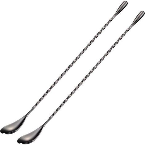2 agitateurs à cocktail en acier inoxydable noir, manche 30,5 cm, design ergonomique, lave-vaisselle, bar et maison (1/5)