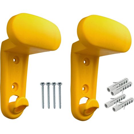 Set De 2 Crochets Porte-Manteau Muraux En Polypropylène PP Avec Vis Et Chevilles – Porte-Vêtements Résistant Pour Maison, Bureau Et Entrée – Montage Facile Couleur Jaune (1/5)