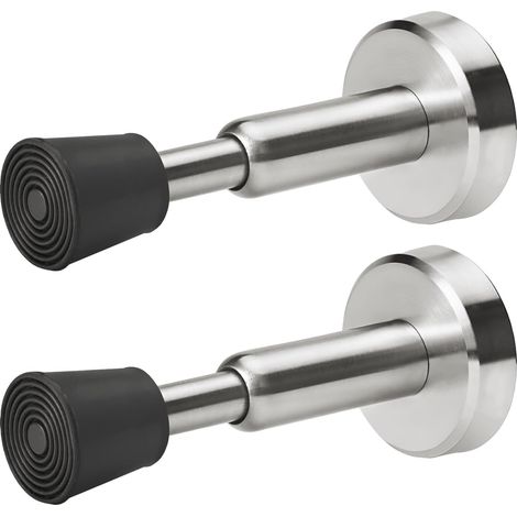 Confezione da 2 fermaporta a molla, fermaporta, fermaporta idraulico in acciaio inox con punta in gomma, fermaporta alti 4", nichel satinato spazzolato