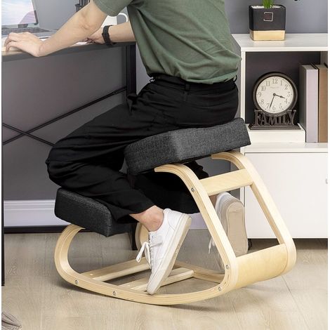 MEUBLIV Sedia ergonomica in ginocchio in legno nero 69x51x58 cm, portata 120 kg (1/5)