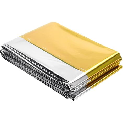 3 Pcs Couverture de Survie Réutilisable Extra Large Couverture Thermique Or Argenté d'urgence pour l'extérieur Randonnée Marathons Premiers Secours 210×160cm (1/5)